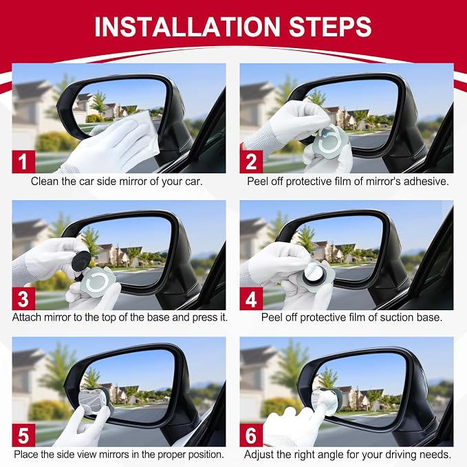 LivTee Blind Spot Mirrors, Apple-Shaped HD Glass Frameless Convex Rear View Mirrors, Wide Angle Adjustable Stick for Side Mirror, Automotive Exterior Accessories for Car, SUV & Trucks, Pack of 2 - Image 4
