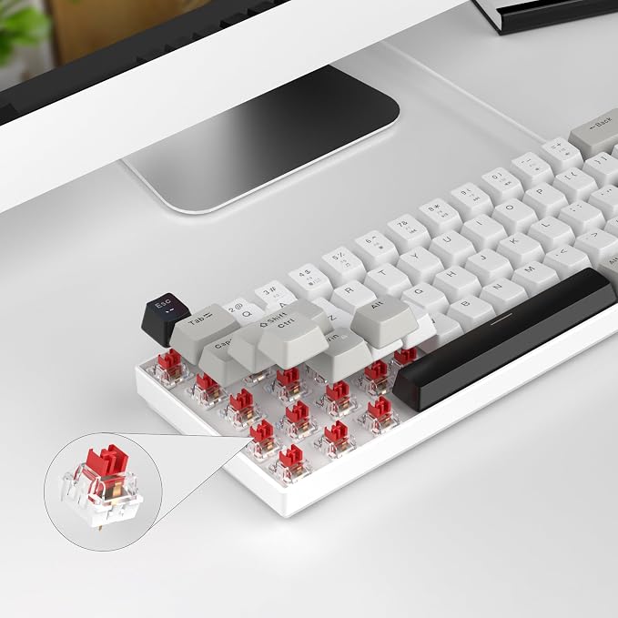 MageGee Portable 60% Mechanical Gaming Keyboard, MK-Box LED White Backlit Compact 68 Keys Mini Wired Office Keyboard with Red Switch for Windows Laptop PC Mac - Grey - Image 7