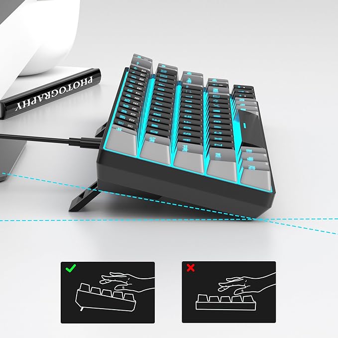 MageGee Portable 60% Mechanical Gaming Keyboard, MK-Box LED Backlit Compact 68 Keys Mini Wired Office Keyboard with Red Switch for Windows Laptop PC Mac - Black/Grey - Image 5
