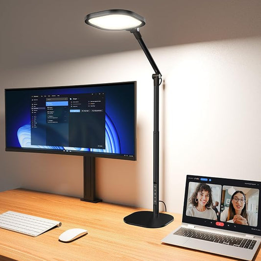 LitONES Led Desk Lamps for Home Office with Base, Tall Desk Lamp with 50 Light Modes & Memory and Timer Func Computer Light, Flexible Adjustable Table Lamps for Video Conference, Architect by LitONES