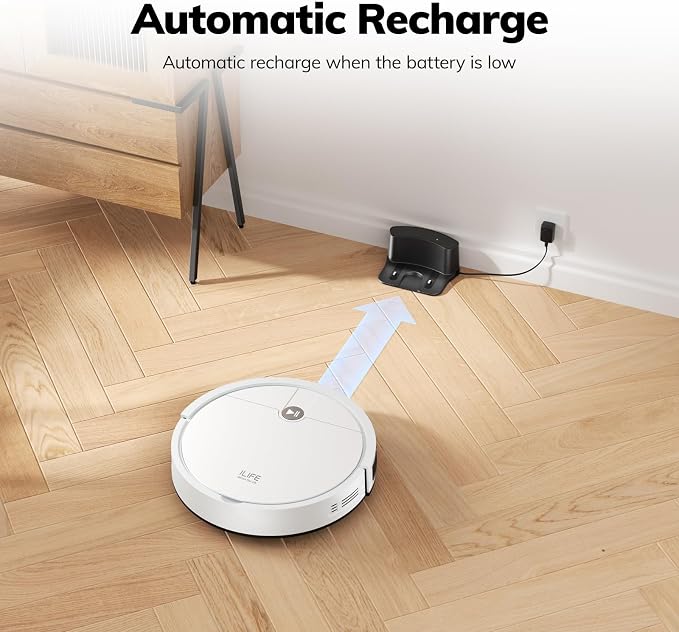 ILIFE V2 Robot Vacuum Cleaner, Tangle-Free Suction | 120 Mins Runtime, Slim, Self-Charging Robotic Vacuum Cleaner, Ideal for Pet Hair and Hard Floors - Image 8