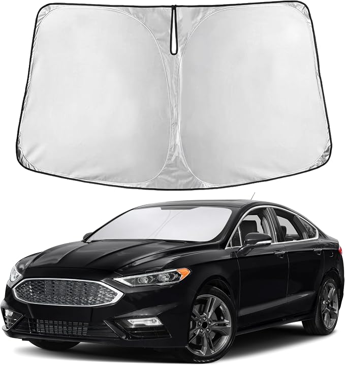EcoNour Windshield Sunshade Compatible for Ford Fusion 2013-2019 2020 2021, Sun Visor for Front Windshield & Window Sun Shade Cover, UV Heat Blocker & Protector, Car Accessories by EcoNour