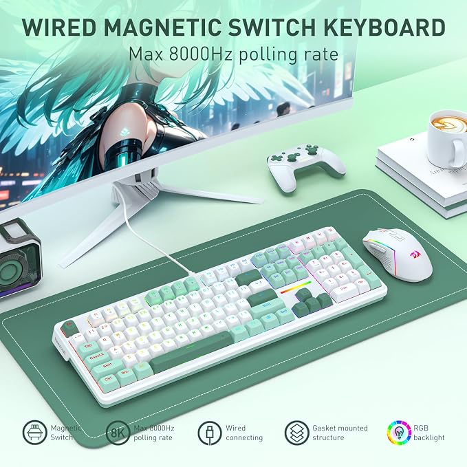 Redragon K745 HE Wired Hall-Effect Magnetic Rapid Trigger Gaming Keyboard | Multi-Function Control Wheel, Silky POM 8K Switches for Valorant & FPS Precision, Zero Delay, Practical 108-Key, PRO Software - Image 2
