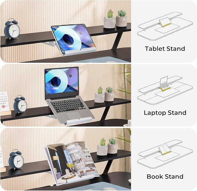 COMHOMA Electric Standing Desk with Drawers, 48 x 24'' Sit Stand up Desk with Monitor Stand, Laptop Stand, Height Adjustable Ergonomic Home Office Computer Desk with Memory Preset Controller (Black) - Image 4