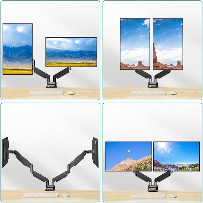 MOUNT PRO Dual Monitor Stand for Max 43 Inch Ultrawide Computer Screen, Premium Aluminum Heavy Duty Monitor Arm Holds 6.6lbs to 33lbs, Gas Spring Full Motion Display Desk Stand, VESA Mount - Image 5