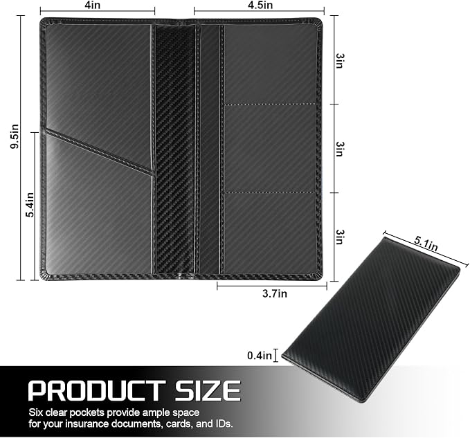 JUSTTOP 1Pack Car Registration and Insurance Holder,Car Document Holder for Cards License with Magnetic Shut,Vehicle Glove Box Car Organizer for Documents, Cards, License(Carbon Fiber Black) - Image 2