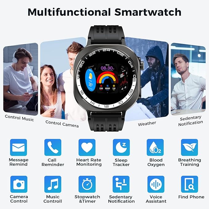2026 Smart Watch (Answer/Make Call), 1.43" 3D-AMOLED Smartwatch for Men Women, 130+ Sports Fitness Watch, Heart Rate/Sleep Monitor, 60 Days Flashlight, IP68 Waterproof Activity Tracker Android iOS - Image 7