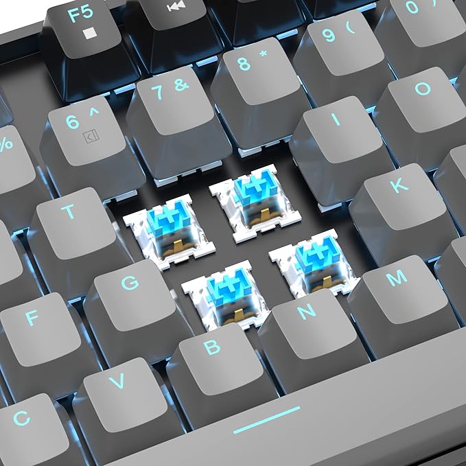 MageGee 75% Mechanical Gaming Keyboard, Blue Switch, LED Backlit, 87 Keys Compact TKL Wired Computer Keyboards for Windows Laptop PC Gamer - Grey/Black - Image 2