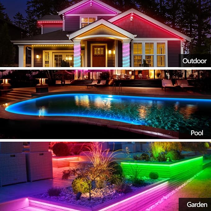 50FT LED Strip Lights IP68 Outdoor Waterproof, 5V USB Powered, Music Sync Bluetooth APP/RF Remote Control Lights for Balcony,Deck,Camping,Garden,Bedroom Decor - Image 3