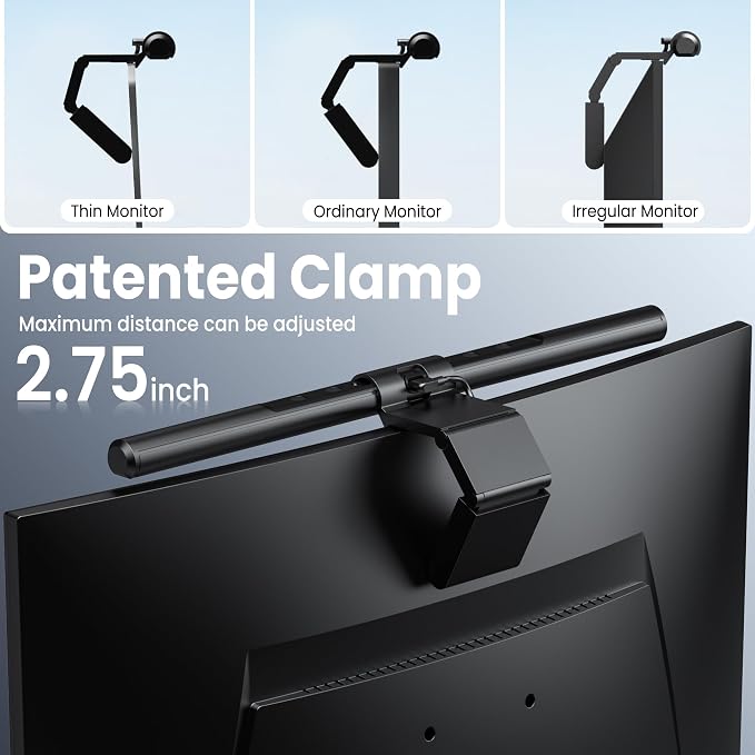 Quntis Computer Monitor Lamp, Screen Monitor Light Bar for Eye Caring, USB Reading LED Task Lamp with Auto-Dimming, Dimmable Light Bar, Touch Control, No Glare Space Saving Home Office Desk Lamps - Image 8