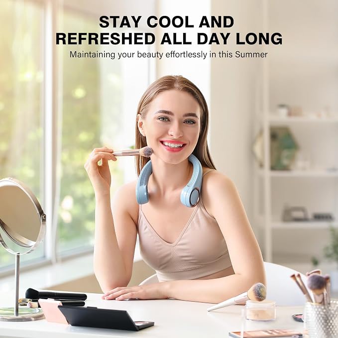 Morelax Neck Fan, USB Rechargeable Personal Fan,Hand Free Bladeless Portable Fans,4000 mAh, 3 Speeds,72 Air Faster softer 360° Cooling, Ultra Quiet,Gift Suitable for Home, Office, Travel, Sports - Image 4