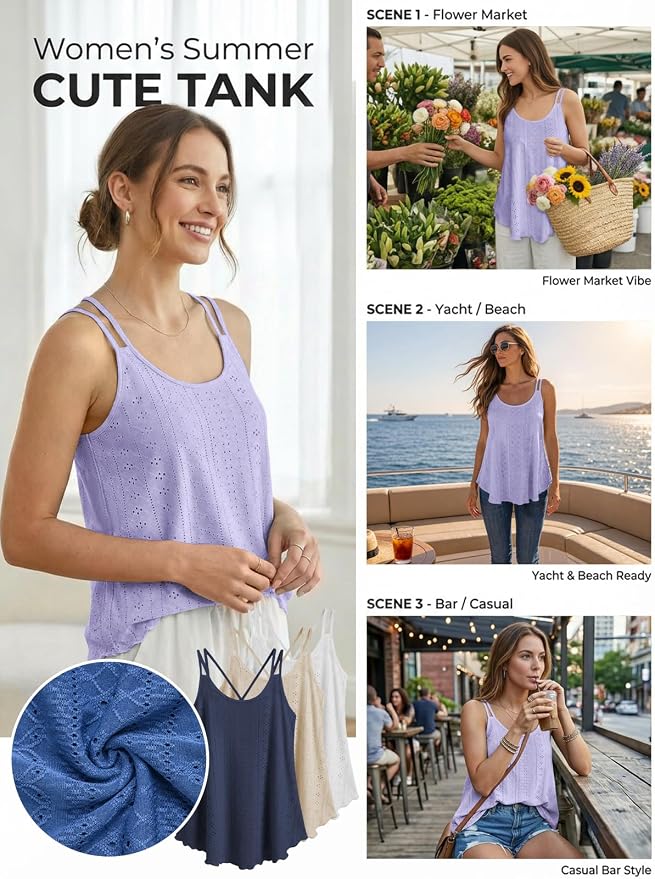ATHMILE Women's Tank Tops Sleeveless Summer Top Spaghetti Strap Spring Shirt Loose Fit Beach Vacation 2026 Casual - Image 4