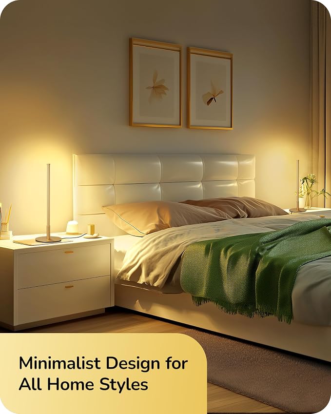 EDISHINE LED Table Lamp Set of 2, Modern Desk Lamps for Living Room, Gold | Stepless Dimmable, Metal Finish, 3 Color Temperature, 6W, Ideal for Bedroom, Corner - Image 6
