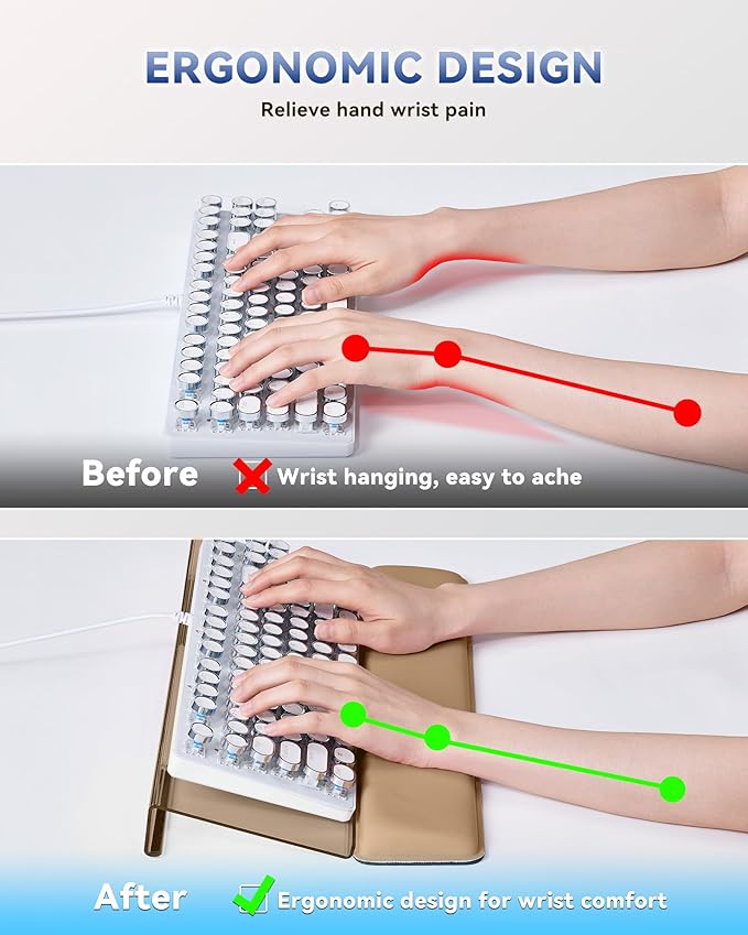 Laborio Computer Keyboard Wrist Rest, Keyboard Riser Stand for Desktop | Coffee, Ergonomic Acrylic Keyboard Holder, Non-slip Wrist Pad, Pain Relief for Typing, Multiple Colors - Image 3