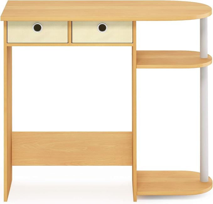 Furinno Go Green Desk, 31.5" Wide Gaming Desk with 2 Side Shelves and Storage Bins, Computer Desk, Office Desk for Home Office, Study Room, Dorm, Bedroom, Beech - Image 8