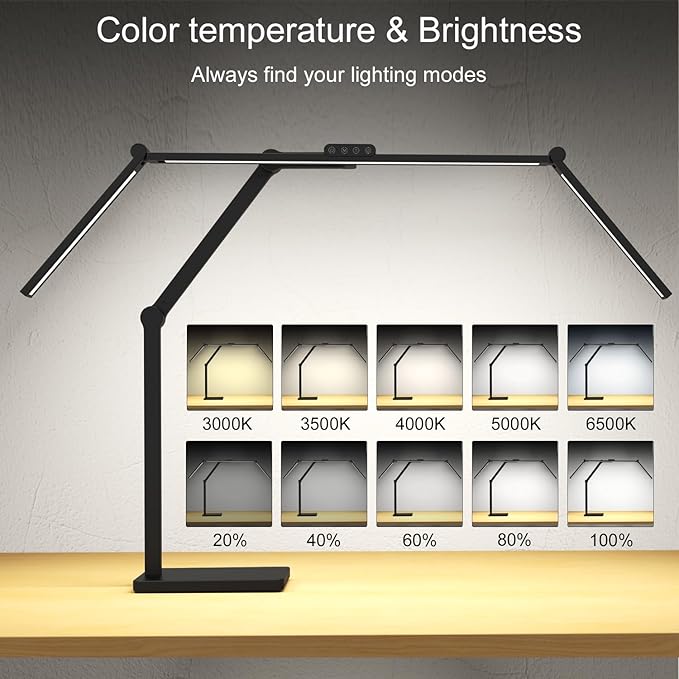 Omorepa 36W 3000LM Ultra Bright Architect Desk Lamp with Base, 47.4Inches Wide Tall Overhead Desk Light for Home Office, Dimmable Table Light with Remote for Desktop Working,Drafting,Reading - Image 5