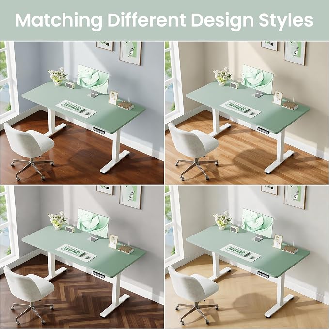 Veken Standing Desk, Green, 55×23.6 Inch | Height Adjustable Sit Stand Up Computer Tables for Home Office, Study , Writing, Suit students, employees and group work - Image 6