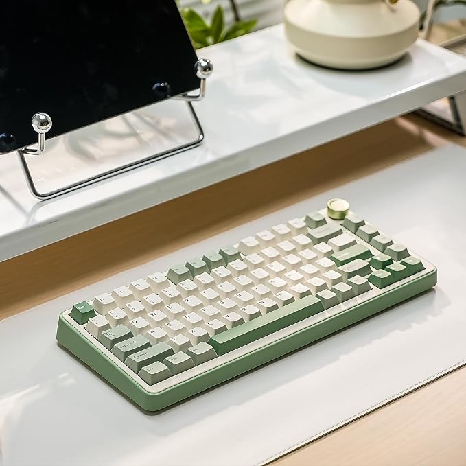 YUNZII B75 PRO 75% Wireless Mechanical Keyboard(Matcha Green,Cocoa V2) | Hot Swap Keyboard with Knob, Gasket Mount, Creamy Pre-lubed Switch for Smooth Typing, BT/USB-C/2.4G, for Gaming - Image 9