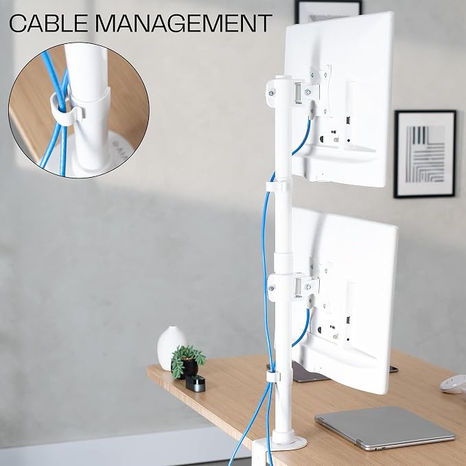 VIVO Dual Monitor Desk Mount Stand with Height Adjustment and VESA Plates for 2 LCD Ultrawide Screens up to 34 inches, Stacked Array, STAND-V002RW - Image 8