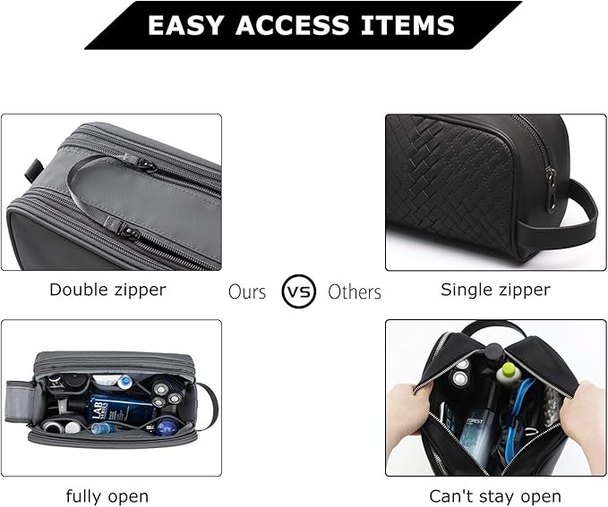 BAGSMART Toiletry Bag for Men, Travel Toiletry Organizer Dopp Kit Water-resistant Shaving Bag for Toiletries Accessories, Door Room Essentials,Grey-medium - Image 5