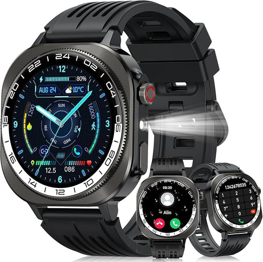 2026 Smart Watch (Answer/Make Call), 1.43" 3D-AMOLED Smartwatch for Men Women, 130+ Sports Fitness Watch, Heart Rate/Sleep Monitor, 60 Days Flashlight, IP68 Waterproof Activity Tracker Android iOS by Soudorv