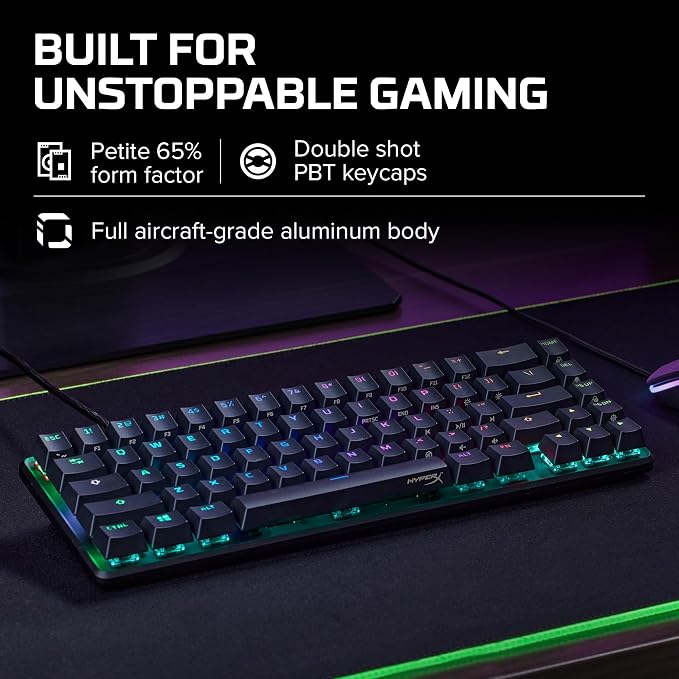 HyperX Alloy Origins 65 - Mechanical Gaming Keyboard – Compact 65% Form Factor - Tactile Aqua Switch - Double Shot PBT Keycaps - RGB LED Backlit - NGENUITY Software Compatible - Image 5