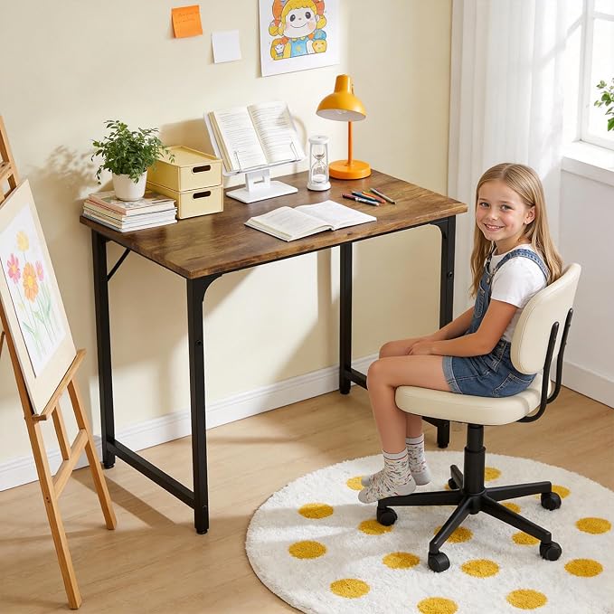 BestOffice Computer Desk,Home Office Desk, Modern Simple Style for Home Office Study Writing (Brown, 32 Inch) - Image 2