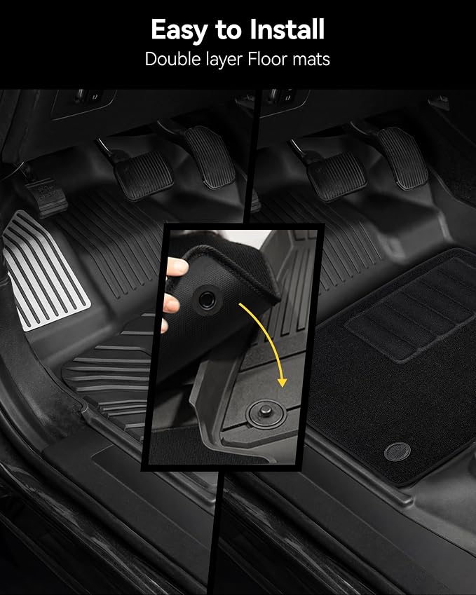 3W Floor Mats (with Metal Pedals)&Carpets Fit for Ford F-150 2015-2026 & F150 Lightning 2022-2025 SuperCrew, TPE All Weather Car Mats Custom Fit Accessories (w/s Original fold Under-Seat Storage Box) - Image 6