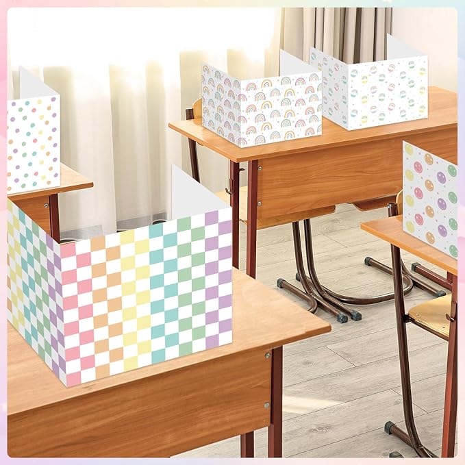 30 Pack Desk Dividers for Students Rainbow Pastel Privacy Folder for Students Waterproof Study Carrel Dividers Testing Divider Privacy Classroom Shield Folder Boards for Classroom Teacher Supplies - Image 4