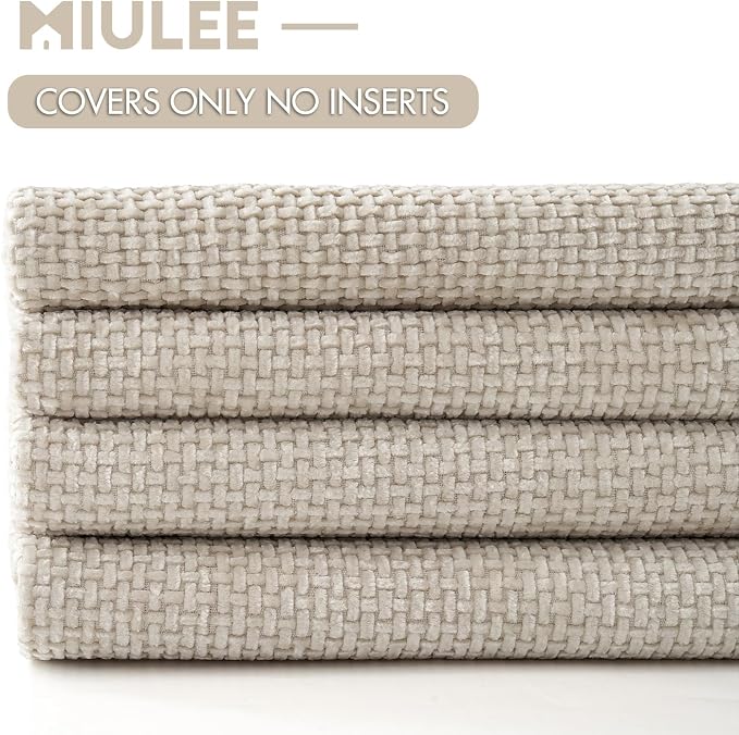 MIULEE Pack of 4 Couch Throw Pillow Covers 20x20 Inch Cream Soft Decorative Chenille Pillow Covers Farmhouse Accent Cushion Covers for Boho Spring Home Decor Sofa Bedroom Living Room - Image 6