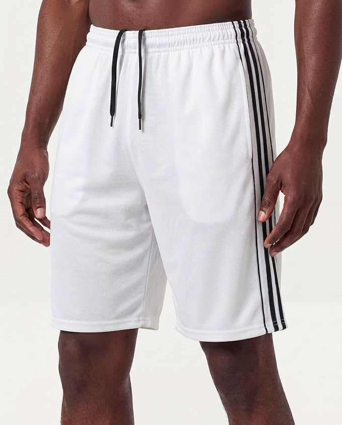 5 Pack Men's Mesh Shorts Athletic Basketball Sports Gym Workout Pockets | Cooling Moisture-Wicking, 9", Long, Quick-Dry, Breathable, Elastic Drawstring Waistband. Running, Exercise, Soccer, Training. - Image 2