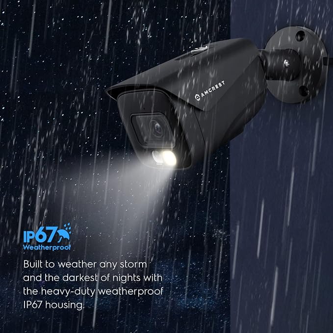 Amcrest UltraHD 4K (8MP) IP PoE AI Camera, FOV 129°, 49ft Color Nightvision, Security Outdoor Bullet Camera, Human & Vehicle Detection, Active Deterrent, 4K @15fps, IP8M-2796EB-AI (Black) - Image 7