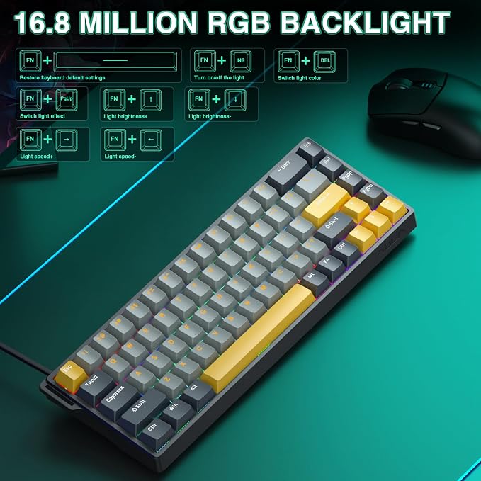 AULA WIN68 HE MAX - Hall Effect Gaming Keyboard with Magnetic Switch, Adjustable Actuation Fast Trigger Mode, 8KHz Polling Rate, RGB Backlit Wired Mechanical Gaming Keyboard 60 Percent - Image 6