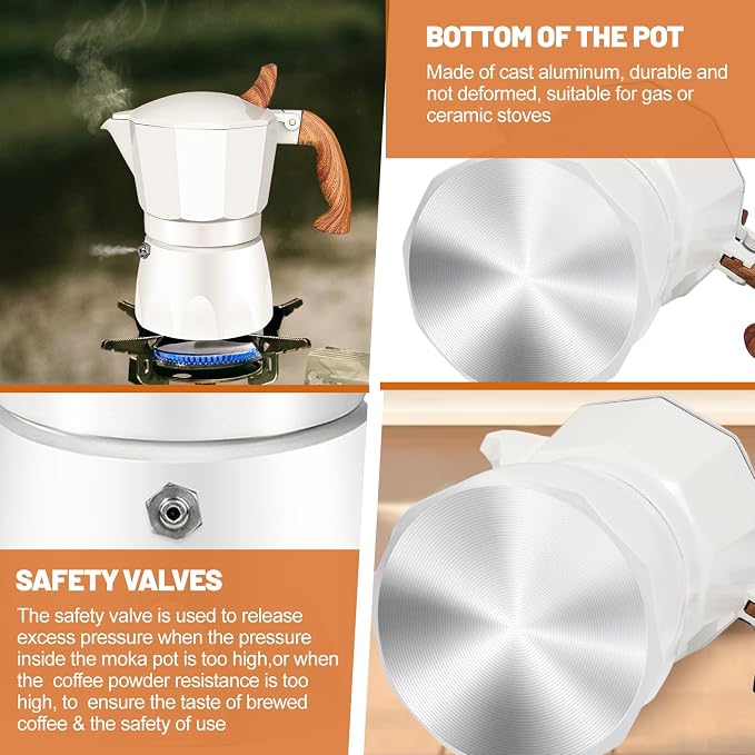3 Cup Aluminum Espresso Stovetop Moka Pot Express Coffee Maker Percolator Italian Classic Mocha Coffee Machine for Italian and Cuban Cafe Brewing for Home & Camping 150ml 5oz - Image 6