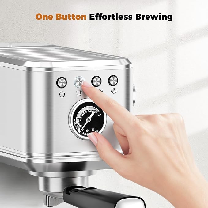 CHULUX Elite Espresso Machine for Latte, Americano and Iced Coffee, Silver | Hot and Iced Espresso, Visible Pressure Gauge, PID Temperature Control, Pre-Infusion Tech, Brushed Stainless Steel Finish - Image 2