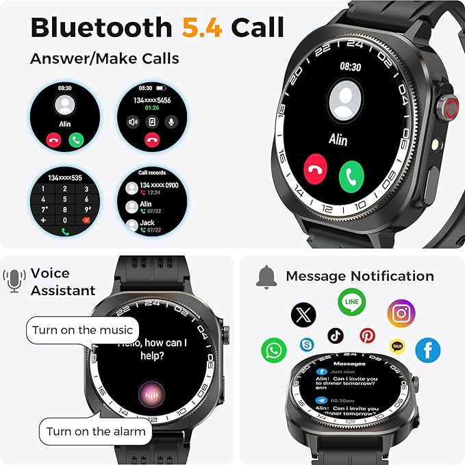 2026 Smart Watch (Answer/Make Call), 1.43" 3D-AMOLED Smartwatch for Men Women, 130+ Sports Fitness Watch, Heart Rate/Sleep Monitor, 60 Days Flashlight, IP68 Waterproof Activity Tracker Android iOS - Image 3