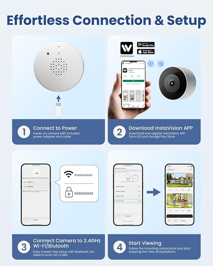 3MP 2K Window Camera, 2.4GHz WiFi 6 Window Security Camera, Blacklight Full-Color Night Vision, Smart AI Detection & Descriptive Alert, 24/7 Recording, No-Drill Magnetic Mount, 2 Packs - Image 8