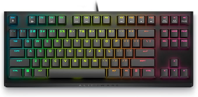 Alienware Wired Gaming Keyboard AW420K, Linear Mechanical, TKL | USB-C, Detachable Cable, Adjustable Height, RGB Per-Key, Dark Side of the Moon, 2-Year Warranty by Alienware