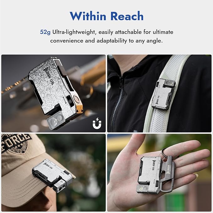 WUBEN G5 EDC Flashlight Magnetic Keychain Rechargeable Mini Pocket Flashlight 400LM Dual Light Sources RGB Light Portable Flat Flashlight for Outdoor Home Emergency (Ice Crack) | 400 Lumens Dual Light Source LED Flashlight with RGB, Portable Magnetic K... - Image 9
