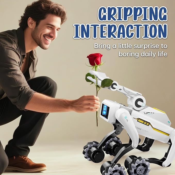 3 in 1 Robot Dog with Wheels Kit, 30+ Bionic Actions, Voice & Remote Control, Programmable Moves, Rechargeable Battery, All-Terrain Stunt Pet Toy for Kids(Removable Claw & Cannon) - Image 6
