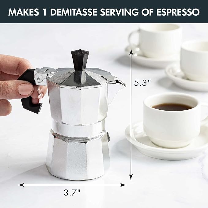 Primula Classic Stovetop Espresso and Coffee Maker, Moka Pot for Italian and Cuban Café Brewing, Greca Coffee Maker, Cafeteras, 1 Espresso Cup, Silver - Image 4