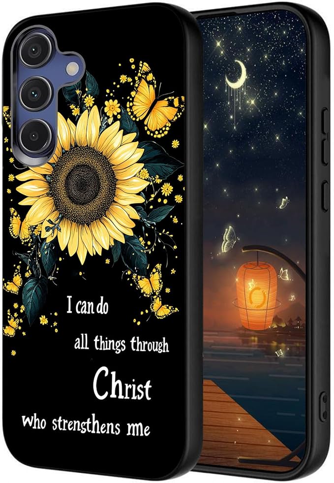 Designed for Galaxy S25 Plus Phone Case,Slim Silicone Shockproof Protective Case for Galaxy S25 Plus 6.7 inch,Sunflower Butterflies by Unknown