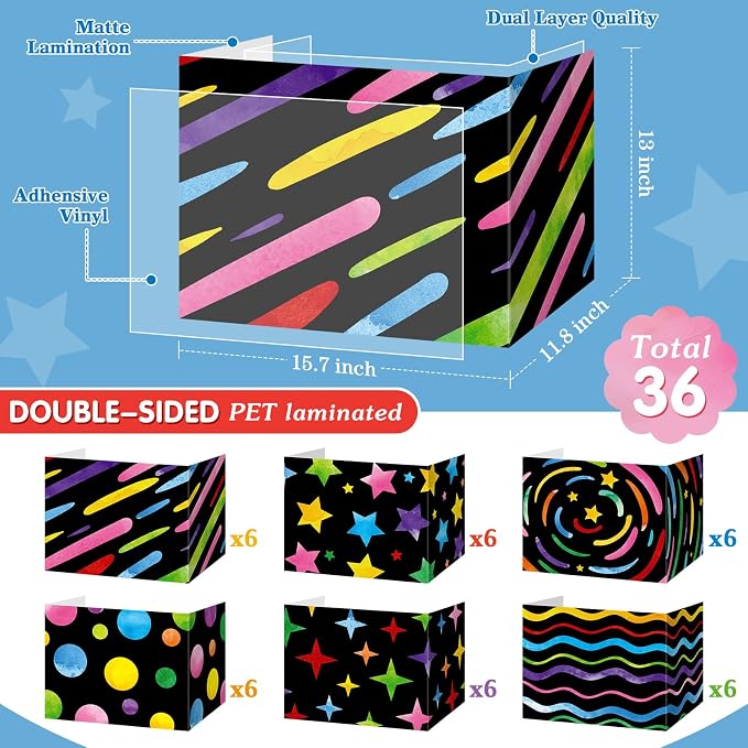 Affrolling 36 Pcs Inspirational Privacy Folders Bulk for Students Cardboard Privacy Boards Desk Divider Panel Waterproof Testing Divider for Classroom Back to School Study Supplies (Chalkboard) - Image 2