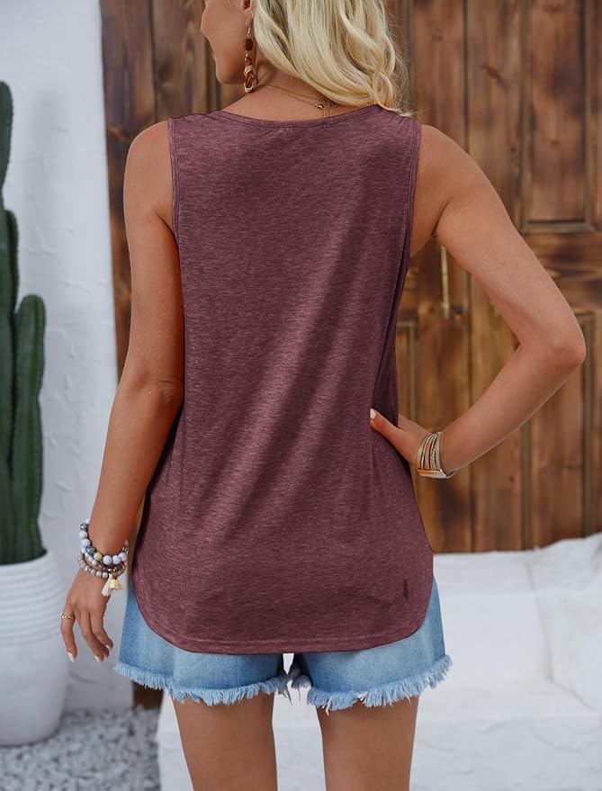 Halife Womens Half Zip V Neck Tank Tops Summer Sleeveless Shirts Casual Loose Top Blouses T Shirts - Image 3
