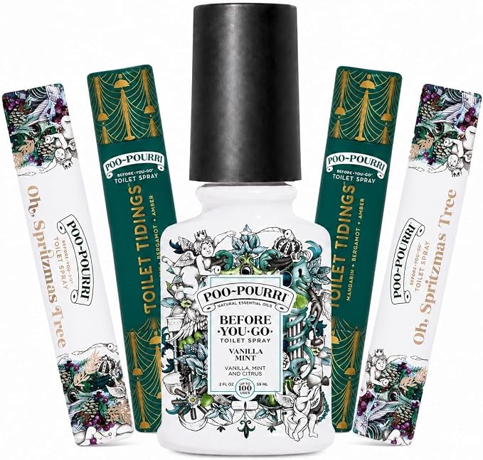 Poo-Pourri Before-You-Go Toilet Spray Vanilla Mint 2 Fl Oz & 10 ml Travel Sprays - Toilet Tidings and Oh, Spritzmas Tree by Unknown