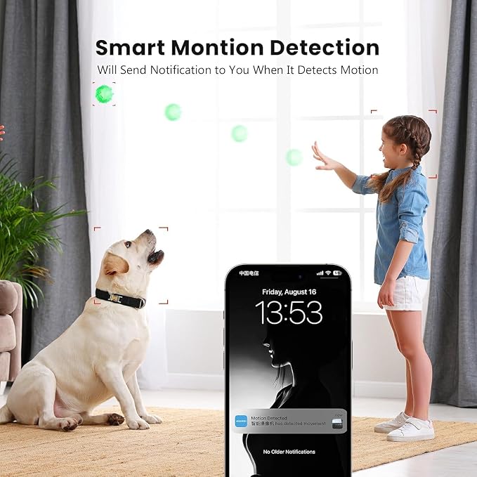 AMOROM Indoor Cameras, Alexa Camera for Baby/Elderly/Pet Monitoring | AI Smart Detection & Alarm, 2-way Talk, Night Vision, 2.4G WiFi App Control, Cloud & SD Card Storage, 2 Pack - Image 5