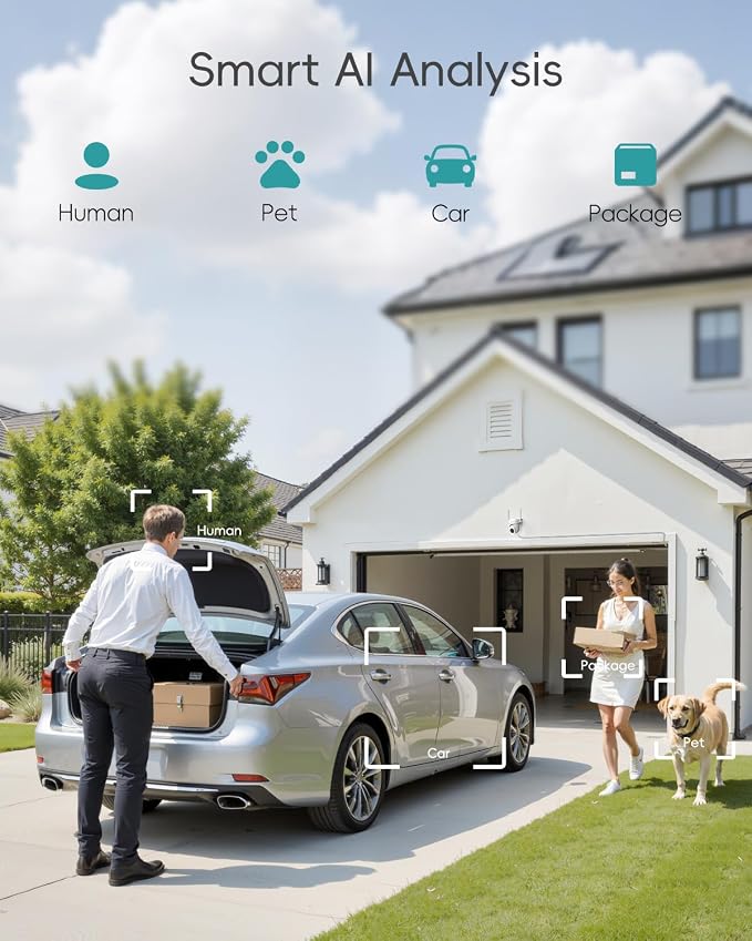 ZUMIMALL 2K 3MP Wired Camera for Home Security, 2.4G/5G WiFi Security Camera Outdoor, 24/7 Recording, AI Motion Detection, Cloud & SD Card Storage, 2-Way Audio, 360° PTZ Auto Tracking, Work with Alexa - Image 7