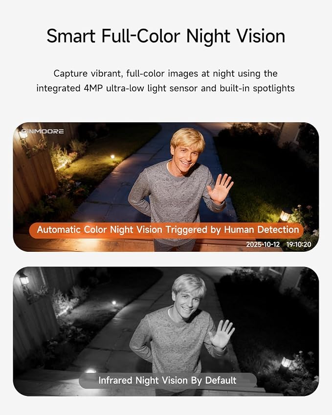 2.5K Security Camera Wireless Outdoor, 2.4G WiFi Battery Powered Indoor Camera, Magnetic Mount Cameras for Home Security, AI Detection, Color Night Vision, Spotlight, Siren Alarm, 2-Way Talk - Image 6