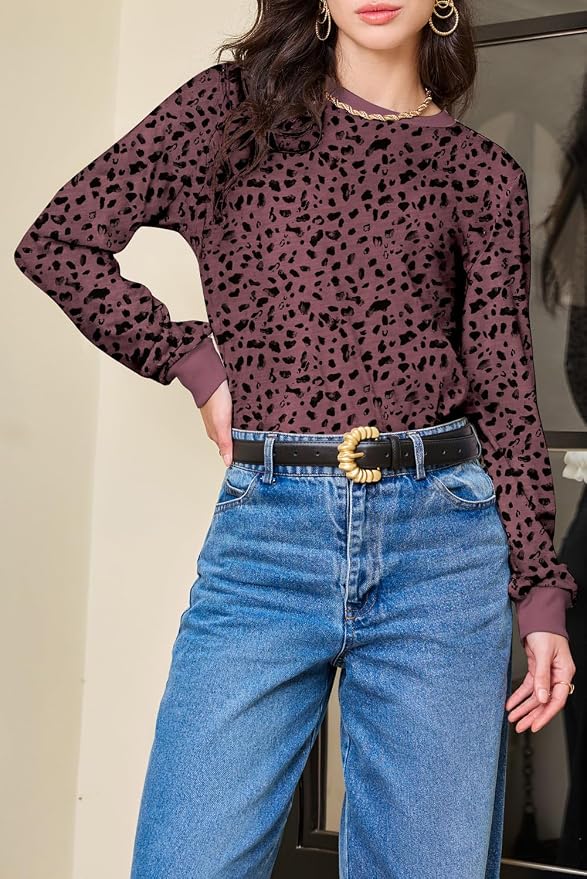 EVALESS Womens Crewneck Long Sleeve Tops Casual Polka Dots Tops Fall 2026 Tshirts Shirts - Image 5