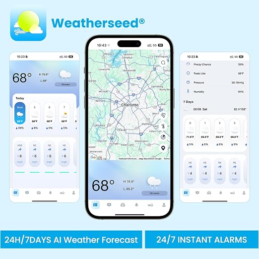 WiFi Smart Weather Station with Weatherseed® AI 24H/7D Accurate Forecast, Wireless Indoor Outdoor Sensor, 2-Year Data Storage, No Display, 2.4GHz WiFi Only - Image 5
